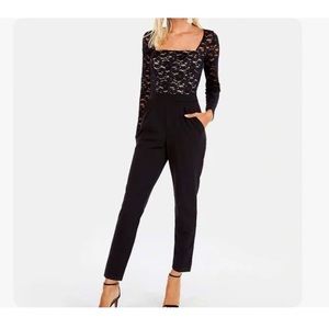 Express lace nude & black jumpsuit with long sleeves. Worn once!
